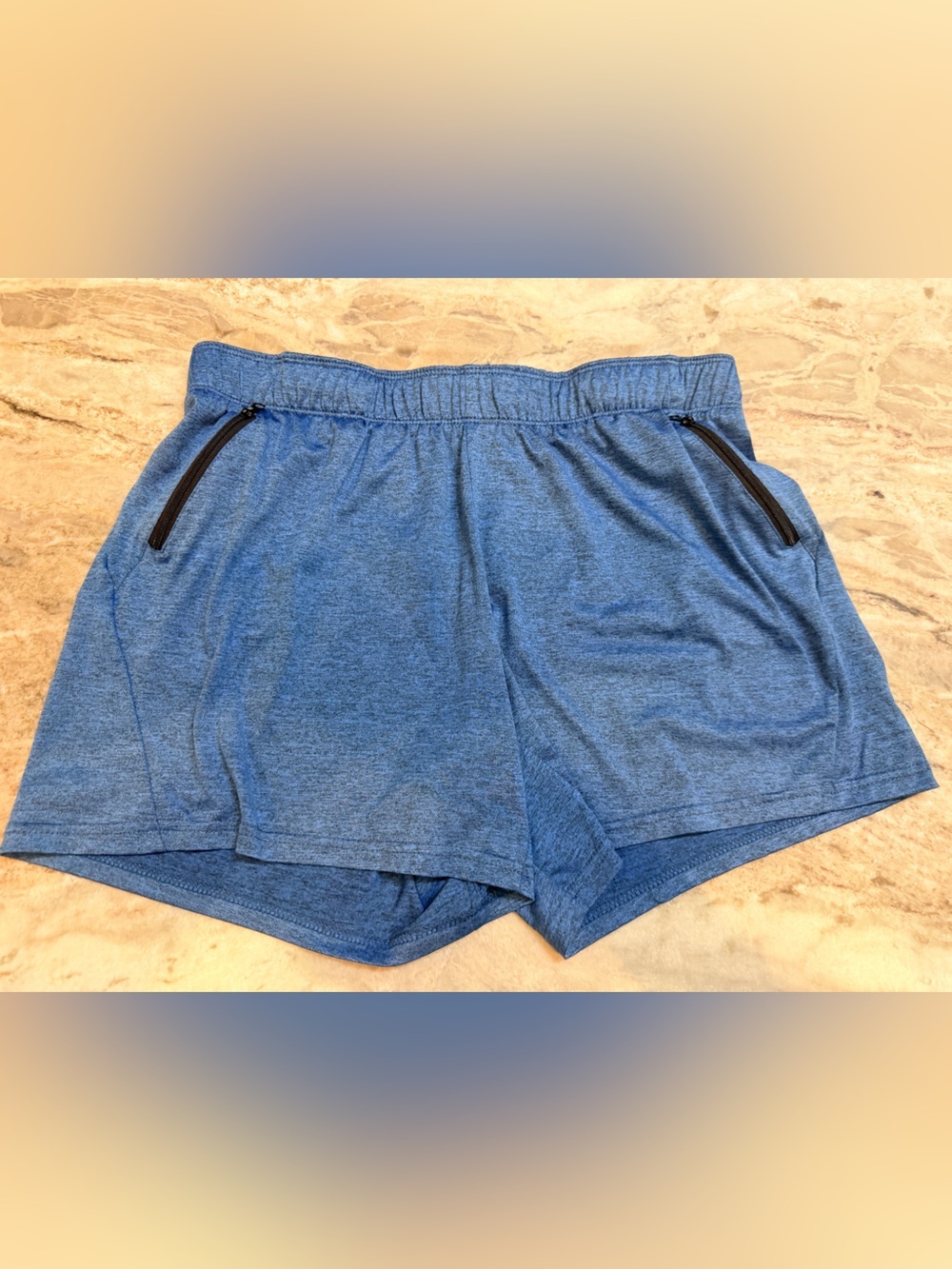 Liberty Pro Blue Heather Athletic Shorts Women’s Large Zip Pocket Activewear